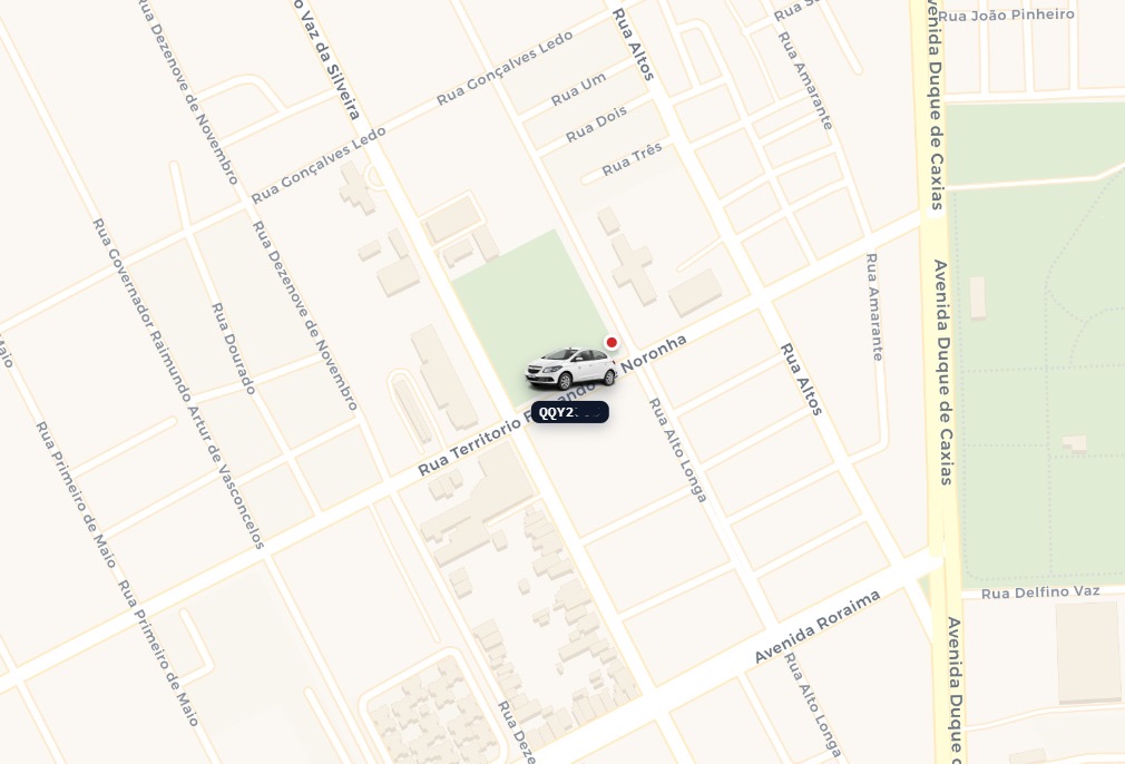 Veículo rastreado no mapa ao vivo